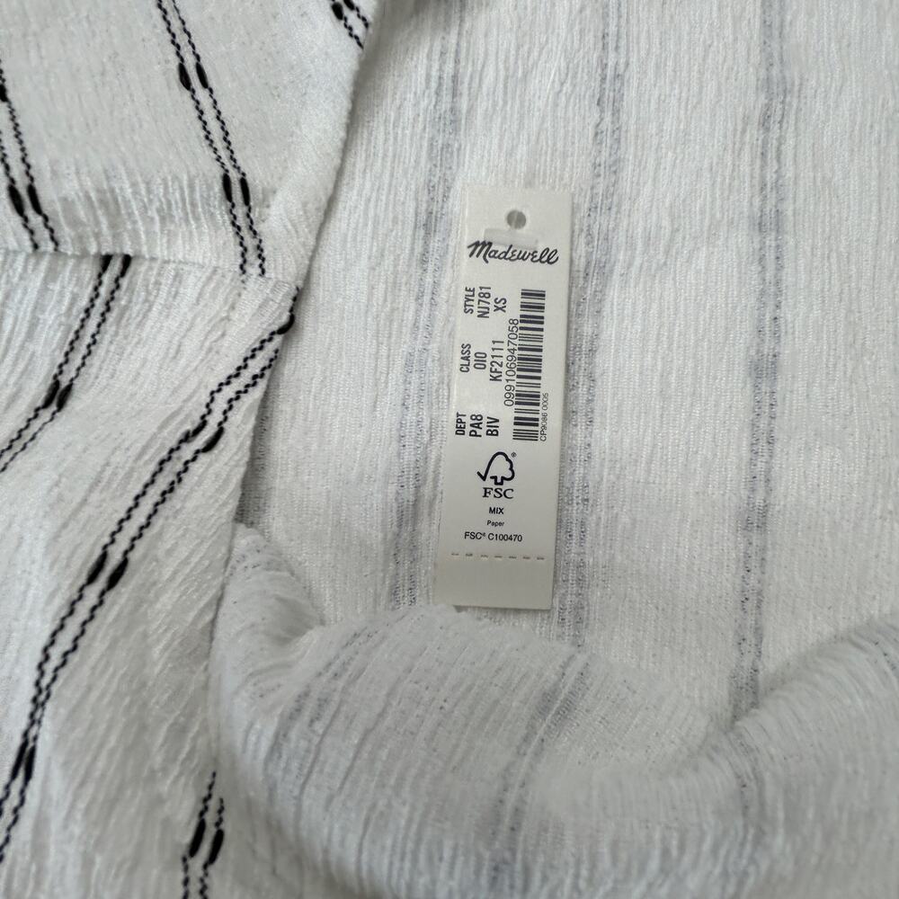 Madewell Boxy Cap Sleeve Gauze Striped Top White/Black Women XS NWT - Picture 7 of 8